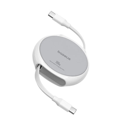 USB-C Data- og Ladekabel - USB-C Baseus Pathfinder Retractable, 100W, 1m, Hvit P10368400211-00