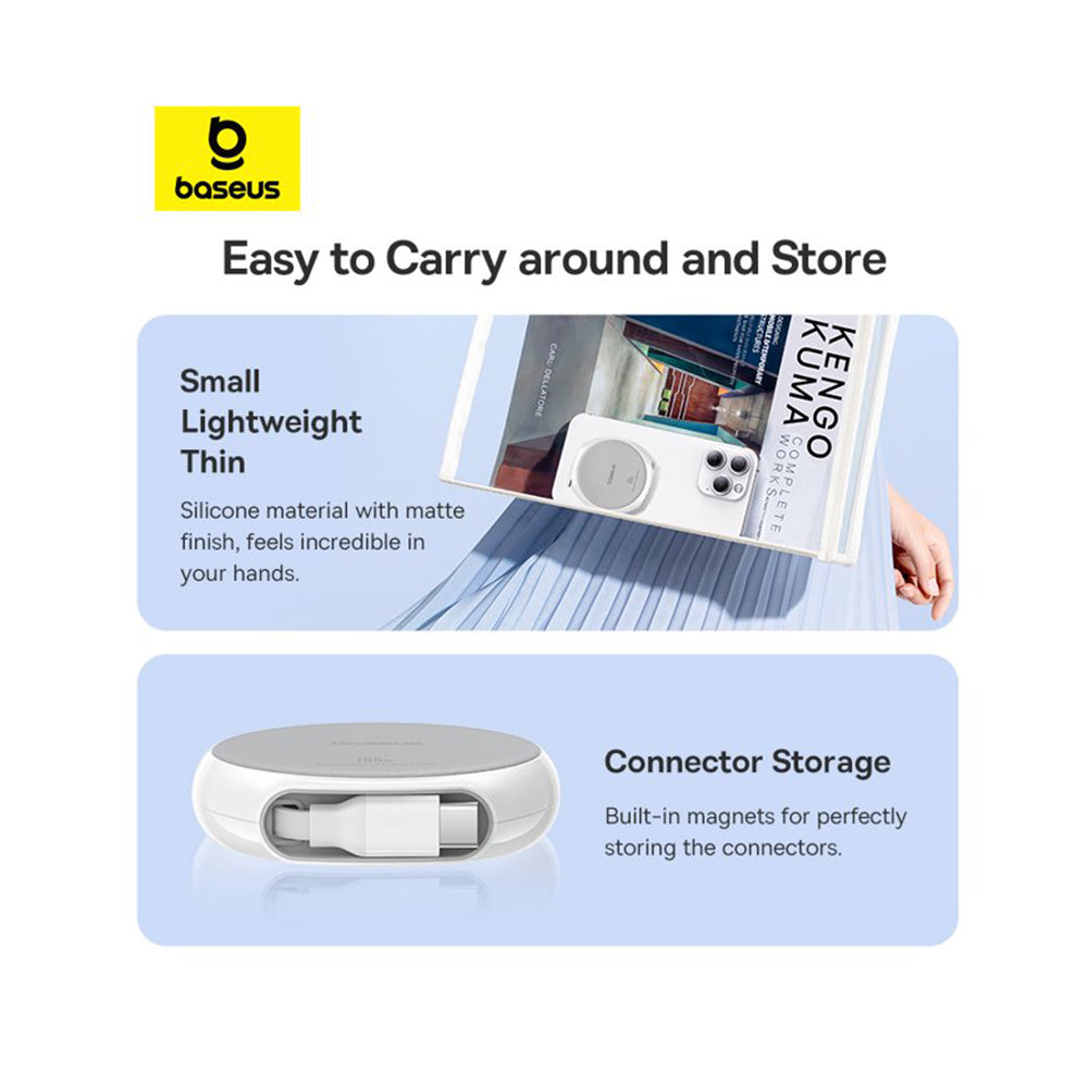 USB-C Data- og Ladekabel - USB-C Baseus Pathfinder Retractable, 100W, 1m, Hvit P10368400211-00