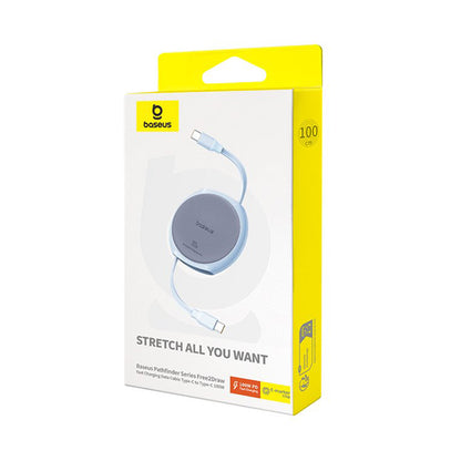 USB-C Data- og Ladekabel - USB-C Baseus Pathfinder Retractable, 100W, 1m, Blå P10368400311-00