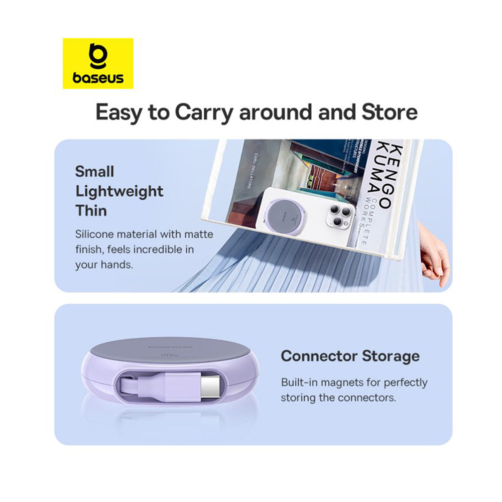 USB-C til USB-C Baseus Pathfinder Retractable Data- og Ladekabel, 100W, 1m, Lilla P10368400511-00