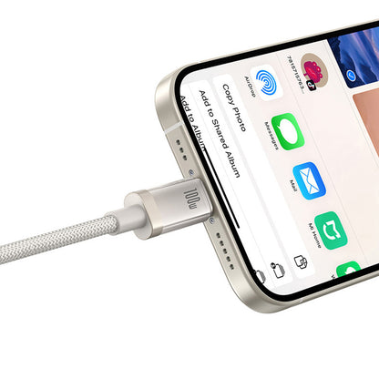 USB-C Data- og Ladekabel - USB-C Baseus Titanium, 100W, 2m, Sølv P10378100G21-01