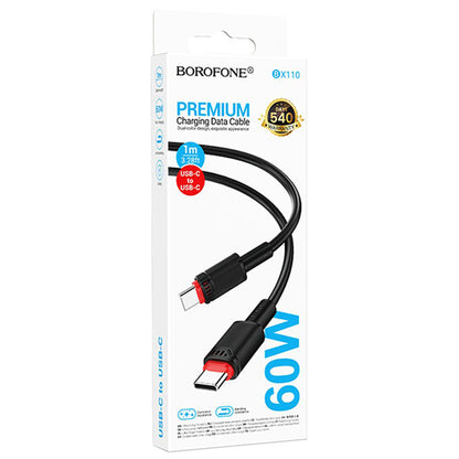 USB-C data- og ladekabel - USB-C Borofone BX110 Beneficio, 60W, 1m, Svart