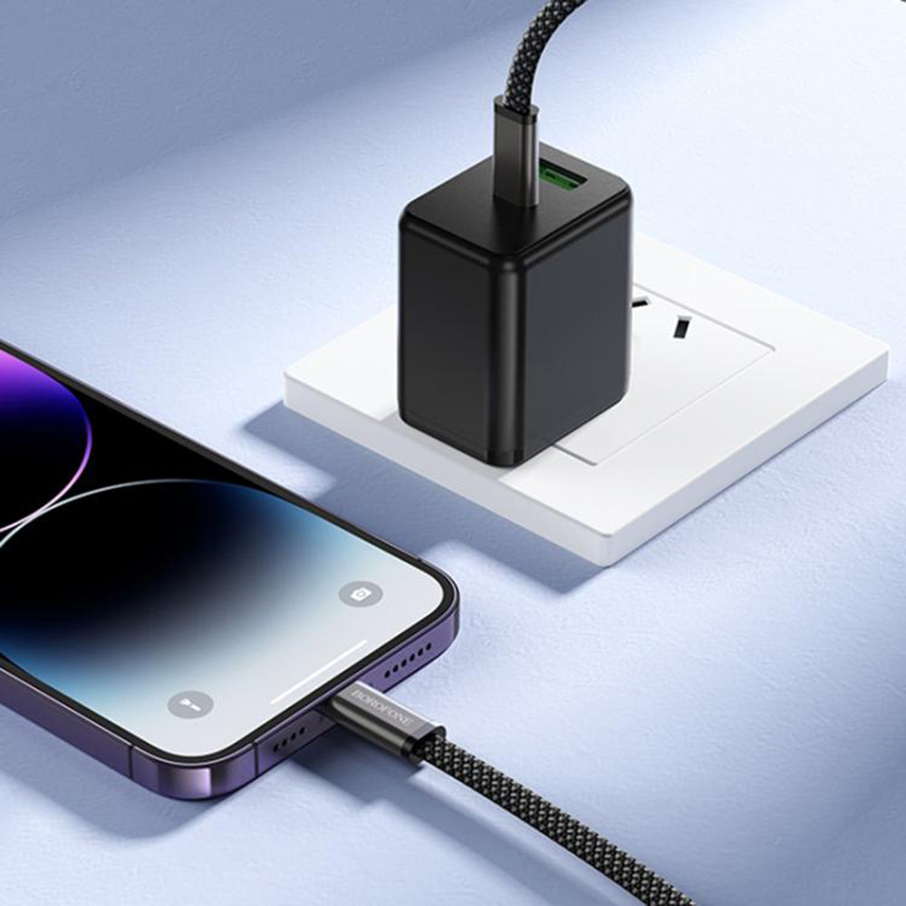 USB-C data- og ladekabel - USB-C Borofone BX124 Peace, 30W, 1m, svart