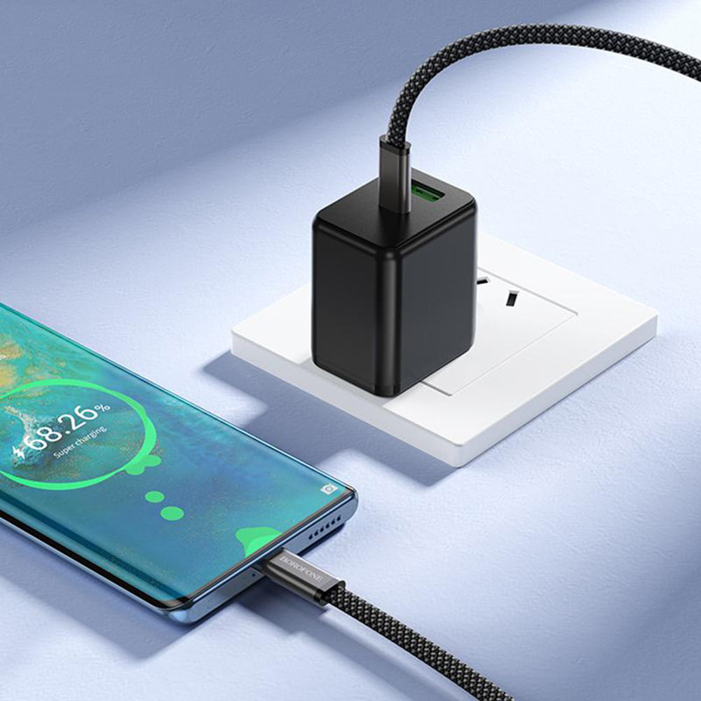 USB-C Data- og ladekabel - USB-C Borofone BX124 Peace, 60W, 1m, Svart