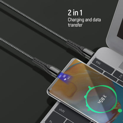 USB-C til USB-C data- og ladekabel ColorWay CW-CBPDCC040, 65W, 1m, Grå