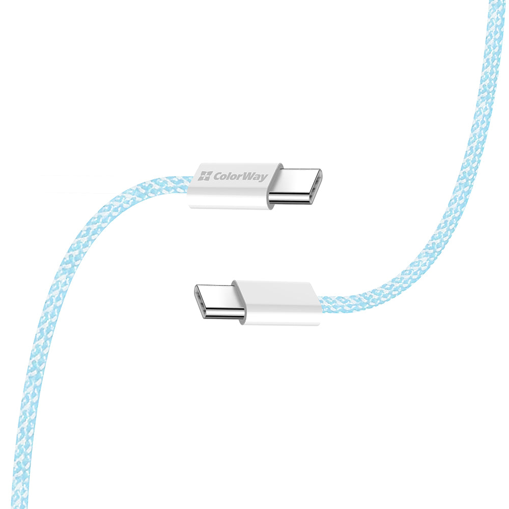 USB-C data- og ladekabel - USB-C ColorWay CW-CBPDCC061, 60W, 1m, Blå