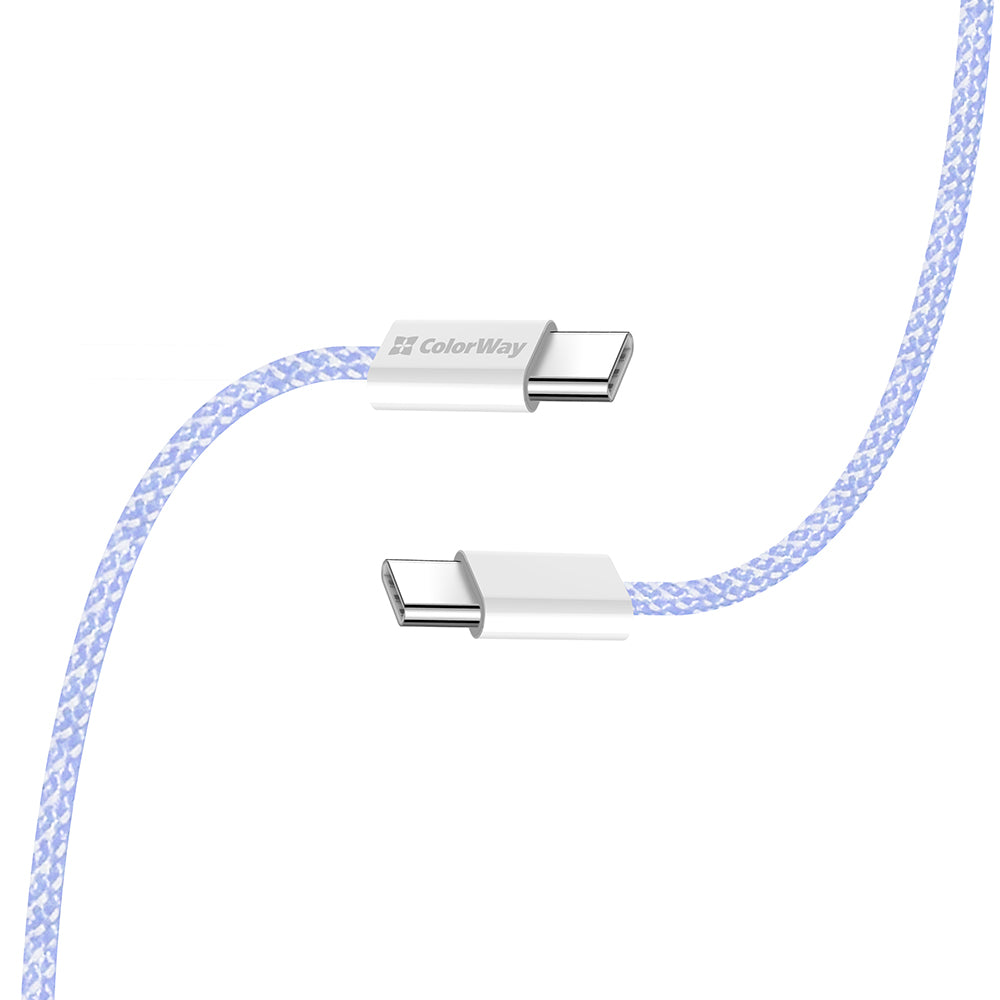 USB-C data- og ladekabel - USB-C ColorWay CW-CBPDCC061, 60W, 1m, Lilla
