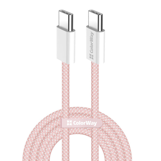 USB-C data- og ladekabel - USB-C ColorWay CW-CBPDCC061, 60W, 1m, Rosa