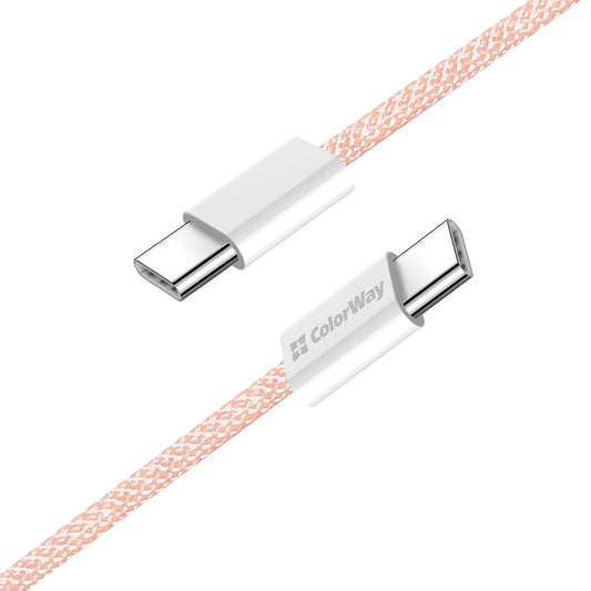 USB-C data- og ladekabel - USB-C ColorWay CW-CBPDCC061, 60W, 1m, Rosa