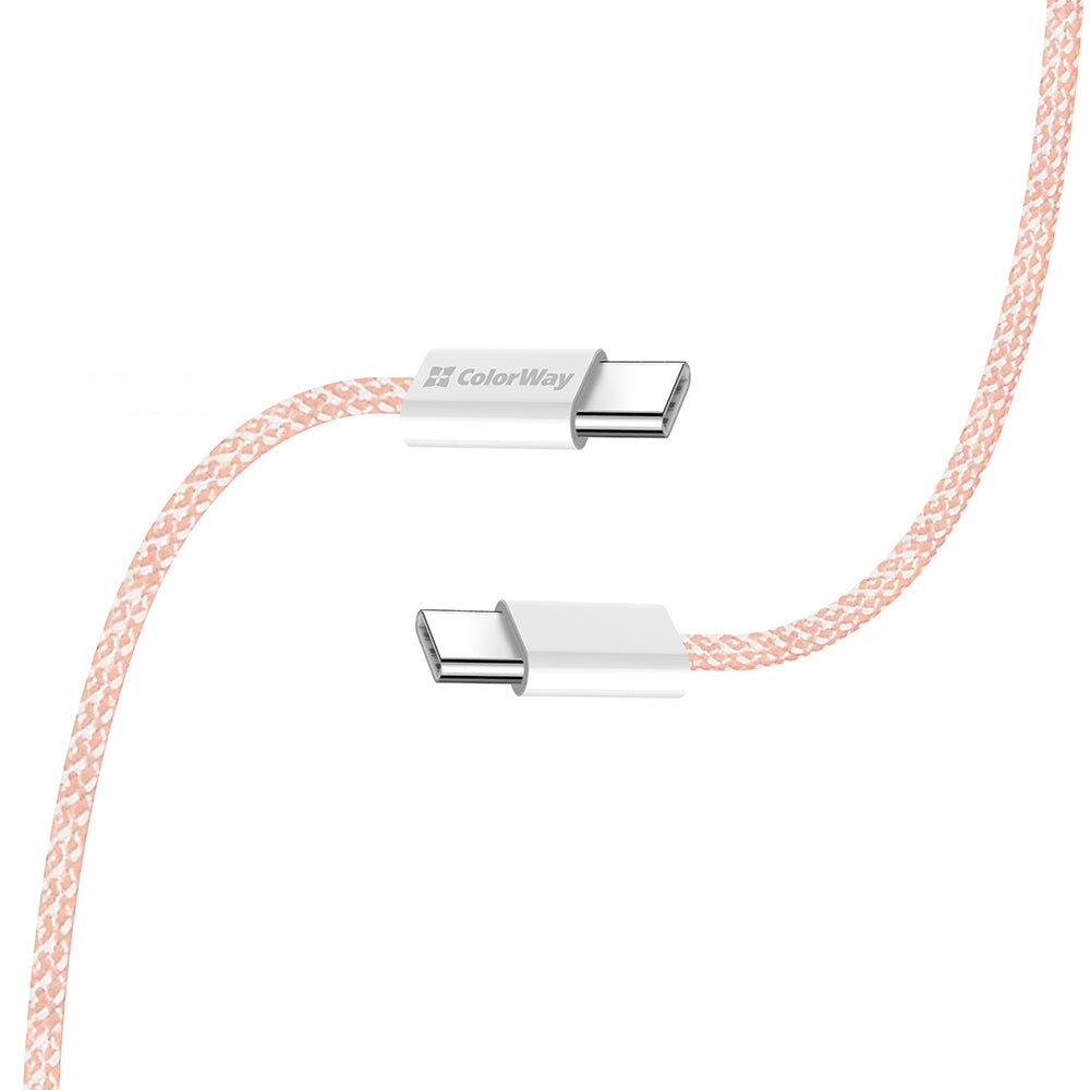 USB-C data- og ladekabel - USB-C ColorWay CW-CBPDCC061, 60W, 1m, Rosa