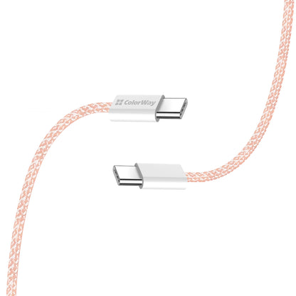 USB-C data- og ladekabel - USB-C ColorWay CW-CBPDCC061, 60W, 1m, Rosa