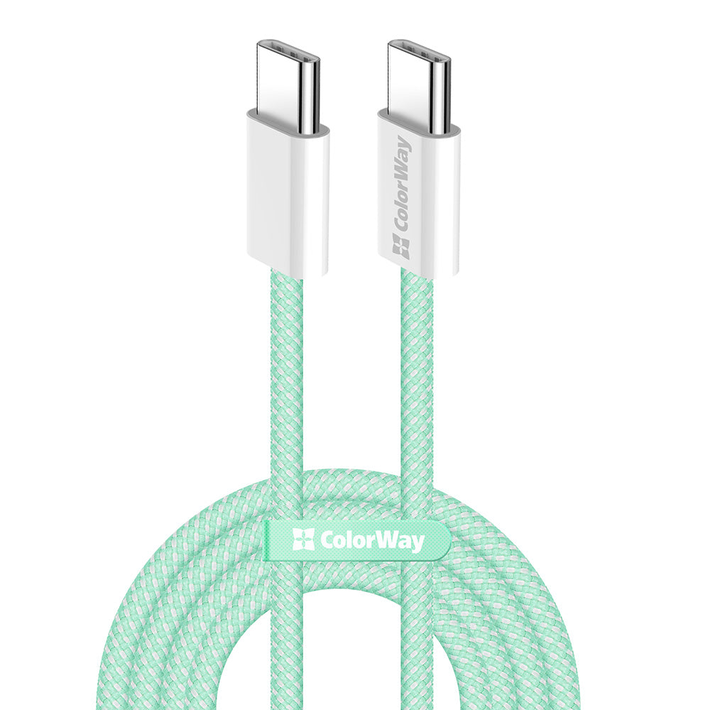 USB-C data- og ladekabel - USB-C ColorWay CW-CBPDCC061, 60W, 1m, Grønn