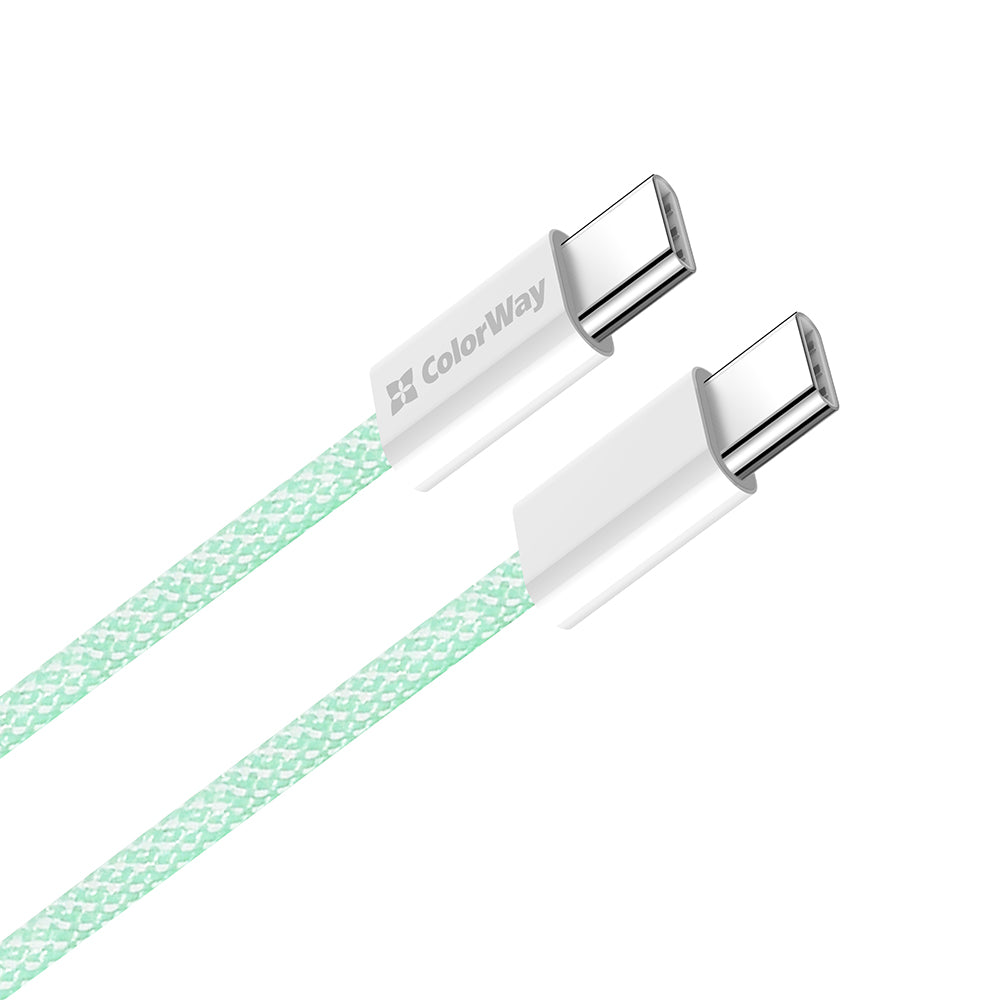USB-C data- og ladekabel - USB-C ColorWay CW-CBPDCC061, 60W, 1m, Grønn