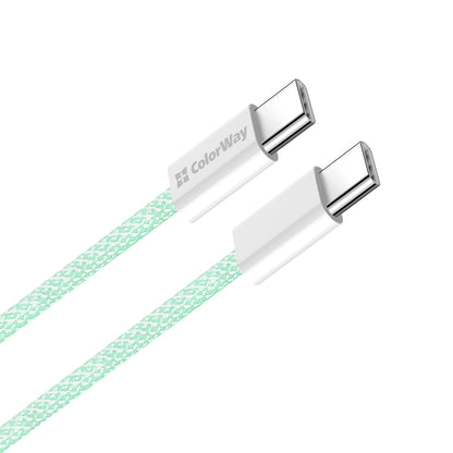 USB-C data- og ladekabel - USB-C ColorWay CW-CBPDCC061, 60W, 1m, Grønn