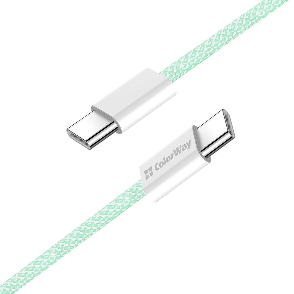 USB-C data- og ladekabel - USB-C ColorWay CW-CBPDCC061, 60W, 1m, Grønn