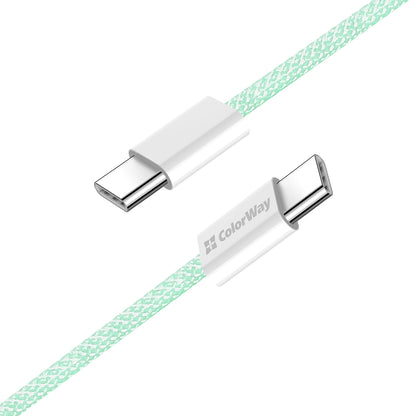 USB-C data- og ladekabel - USB-C ColorWay CW-CBPDCC061, 60W, 1m, Grønn