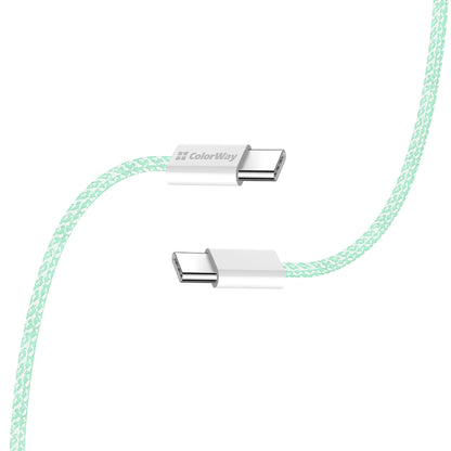 USB-C data- og ladekabel - USB-C ColorWay CW-CBPDCC061, 60W, 1m, Grønn