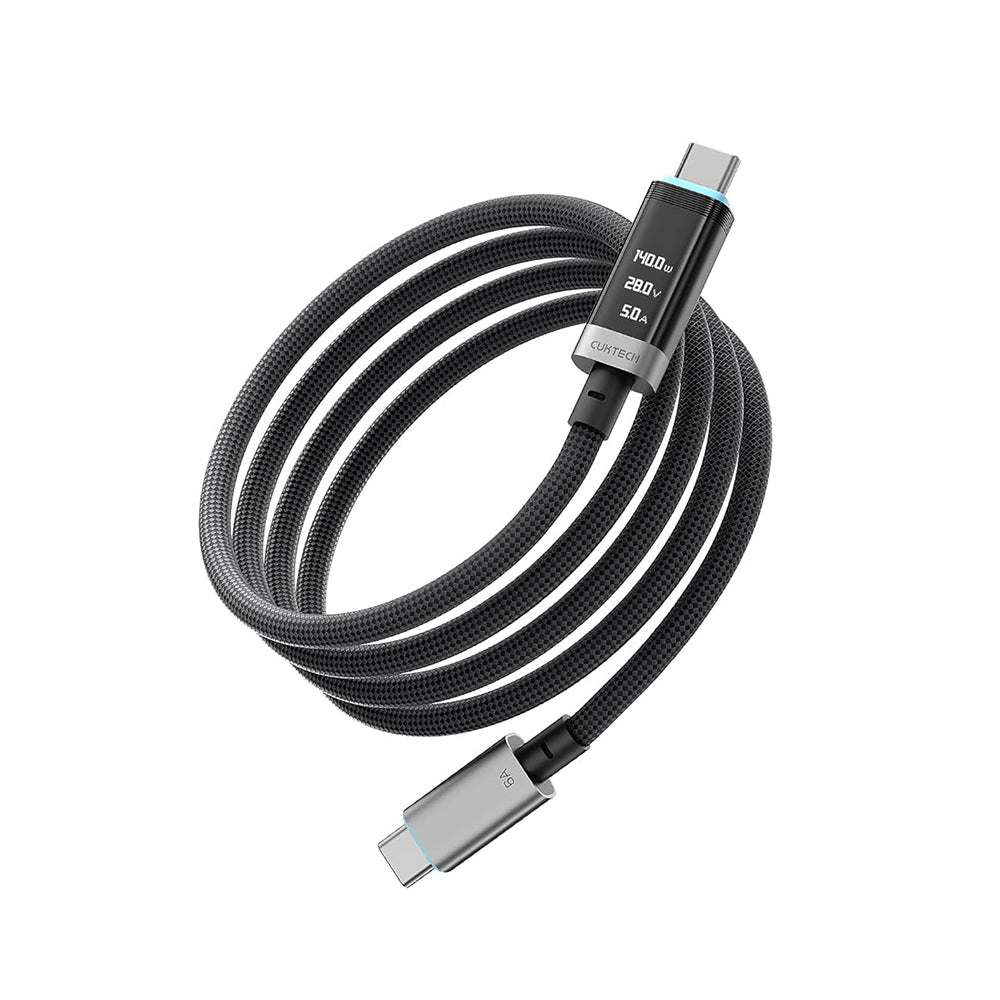 USB-C Data- og ladekabel - USB-C Cuktech CTC620P Display, 240W, 2m, Svart CCTC620POSBK