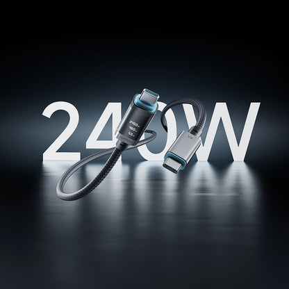 USB-C Data- og ladekabel - USB-C Cuktech CTC620P Display, 240W, 2m, Svart CCTC620POSBK