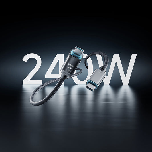 USB-C Data- og ladekabel - USB-C Cuktech CTC620P Display, 240W, 2m, Svart CCTC620POSBK