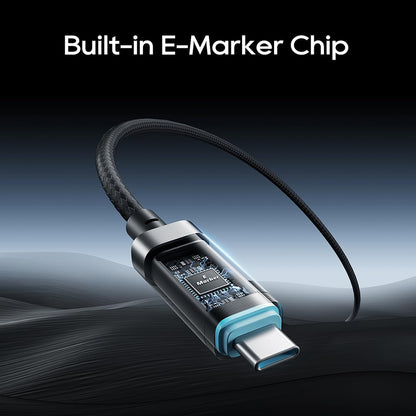 USB-C Data- og ladekabel - USB-C Cuktech CTC620P Display, 240W, 2m, Svart CCTC620POSBK