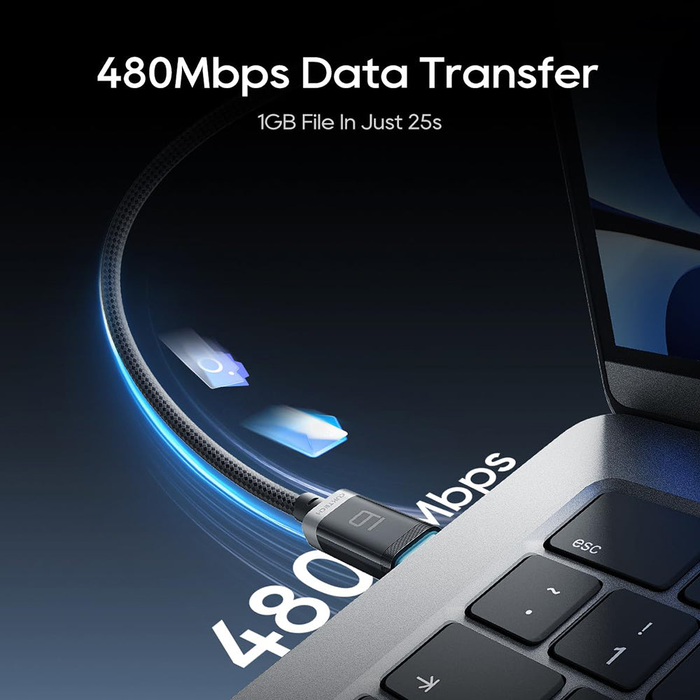 USB-C Data- og ladekabel - USB-C Cuktech CTC620P Display, 240W, 2m, Svart CCTC620POSBK
