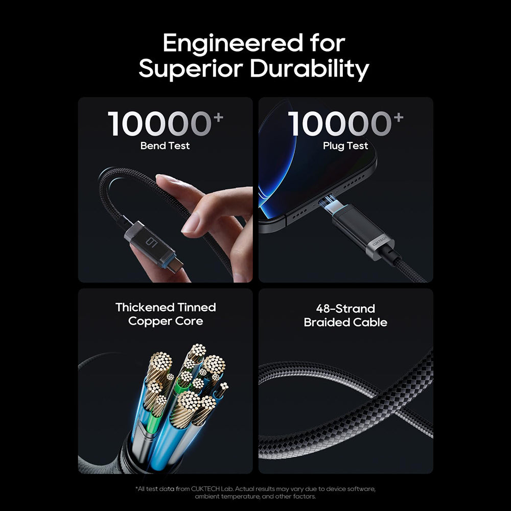 USB-C Data- og ladekabel - USB-C Cuktech CTC620P Display, 240W, 2m, Svart CCTC620POSBK