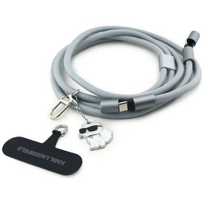 USB-C til USB-C data- og ladekabel Karl Lagerfeld Choupette Charm, 100W, 1,5m, Grå