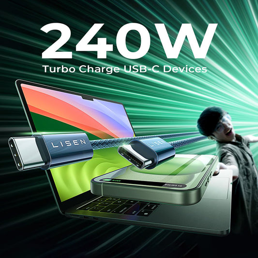 USB-C data- og ladekabel - USB-C Lisen, 240W, 2m, sett med 2 stykker, Marineblå YL0123070023