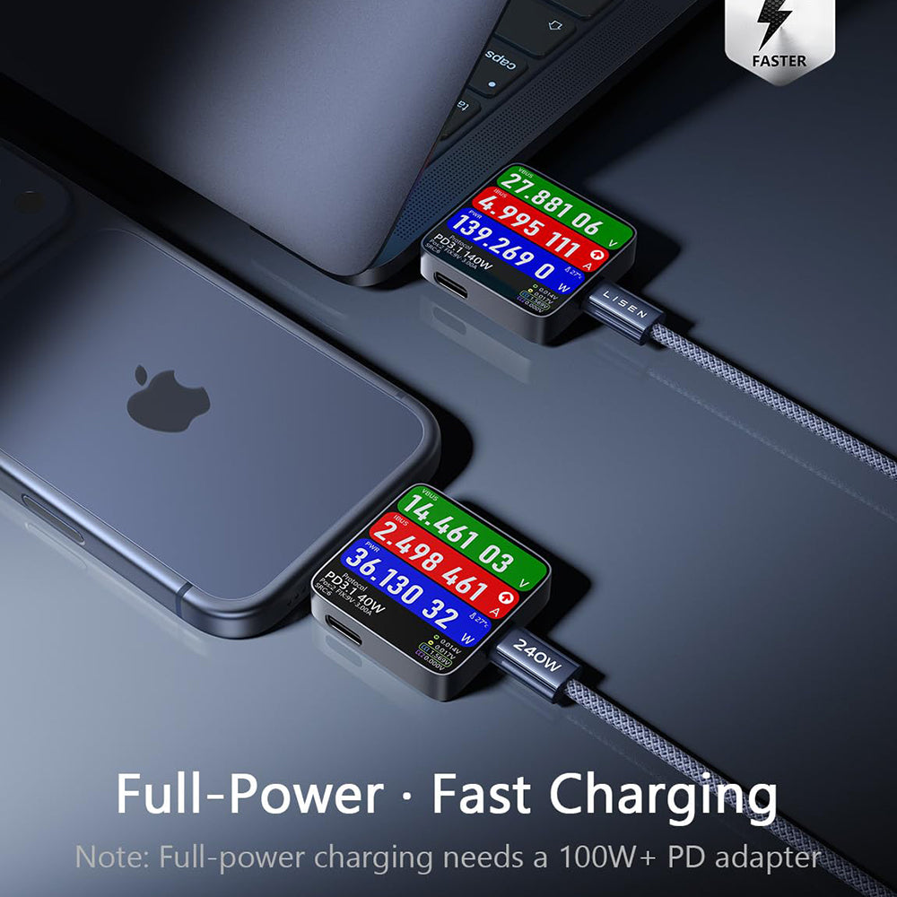 USB-C data- og ladekabel - USB-C Lisen, 240W, 2m, sett med 2 stykker, Marineblå YL0123070023