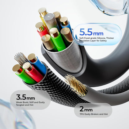USB-C Data- og ladekabel - USB-C Lisen L115, 100W, 3m, Grå YL0126010031