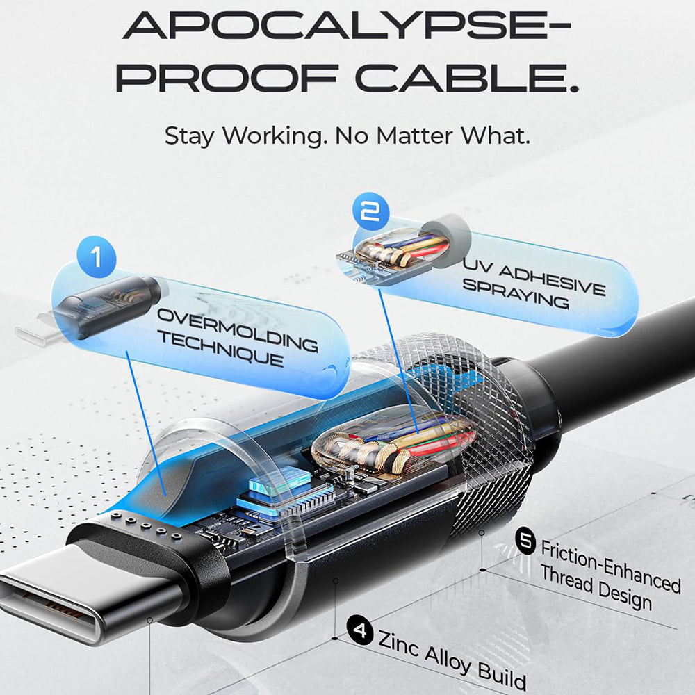 USB-C Data- og ladekabel - USB-C Lisen L115, 100W, 3m, Grå YL0126010031
