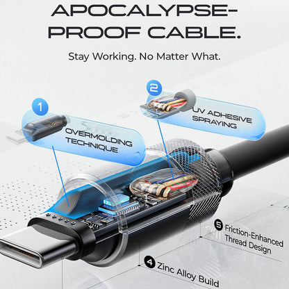USB-C Data- og ladekabel - USB-C Lisen L115, 100W, 3m, Grå YL0126010031