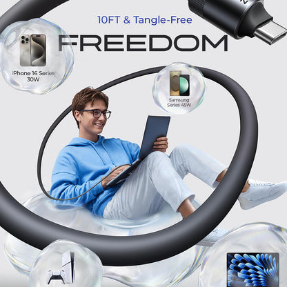 Data- og ladekabel USB-C - USB-C Lisen L115, 100W, 3m, Svart YL0125040001