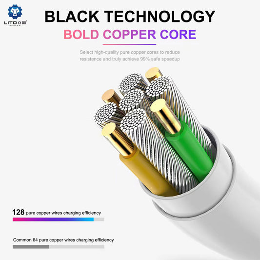 USB-C data- og ladekabel - USB-C Lito, 18W, 2m, Hvit