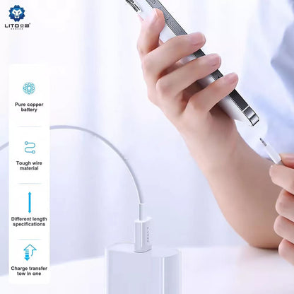 USB-C data- og ladekabel - USB-C Lito, 18W, 2m, Hvit