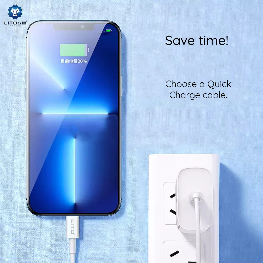 USB-C data- og ladekabel - USB-C Lito, 18W, 2m, Hvit