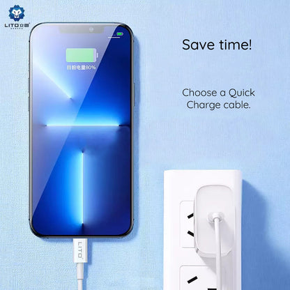 USB-C data- og ladekabel - USB-C Lito, 18W, 2m, Hvit