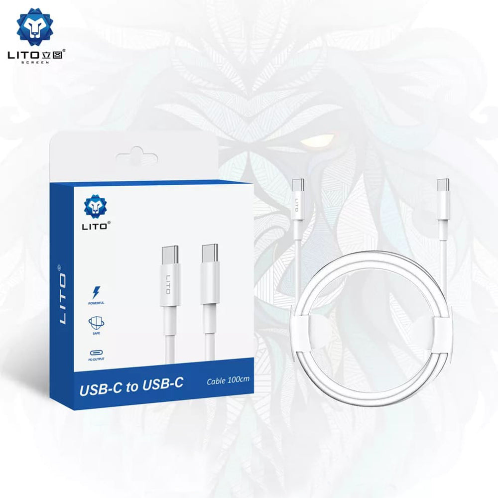 USB-C data- og ladekabel - USB-C Lito, 18W, 2m, Hvit