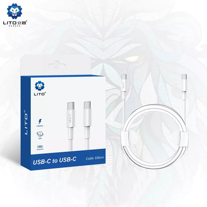USB-C data- og ladekabel - USB-C Lito, 18W, 2m, Hvit