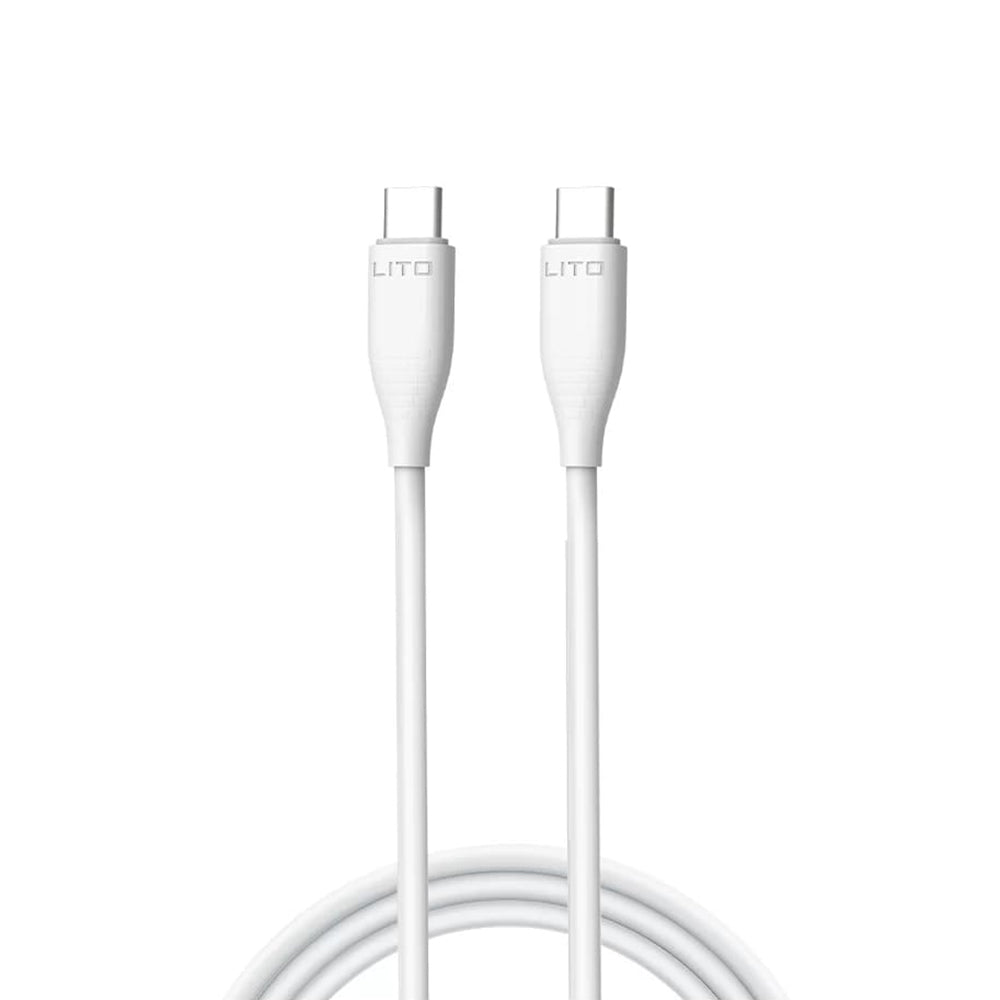 Data- og ladekabel USB-C - USB-C Lito LD03, 60W, 1m, Hvit