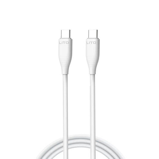 Data- og ladekabel USB-C - USB-C Lito LD03, 60W, 1m, Hvit