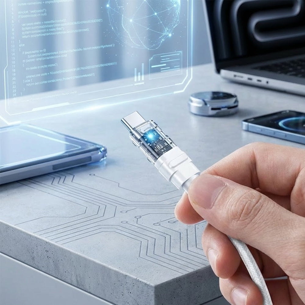 Data- og ladekabel USB-C - USB-C Lito LD05, 60W, 1m, Hvit