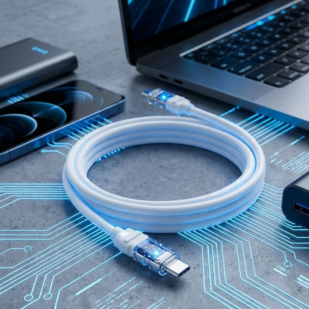 Data- og ladekabel USB-C - USB-C Lito LD05, 60W, 1m, Hvit