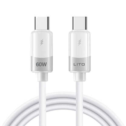 Data- og ladekabel USB-C - USB-C Lito LD07, 60W, 1m, Hvit