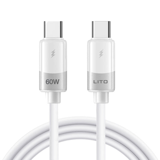 Data- og ladekabel USB-C - USB-C Lito LD07, 60W, 1m, Hvit