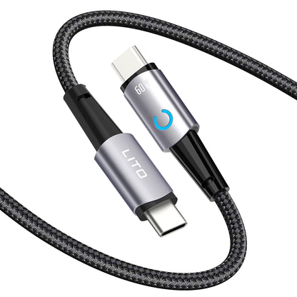 USB-C data- og ladekabel - USB-C Lito LD10CC, 60W, 1m, Svart