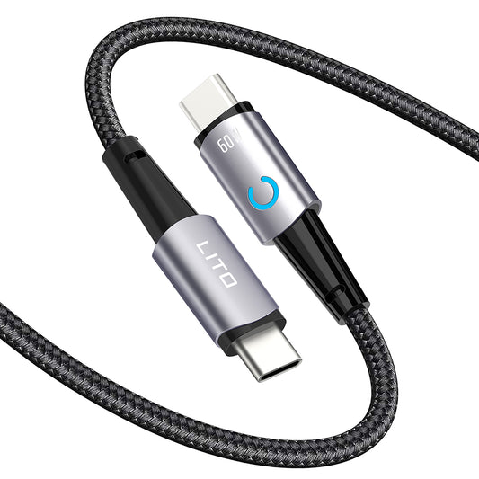 USB-C data- og ladekabel - USB-C Lito LD10CC, 60W, 1m, Svart