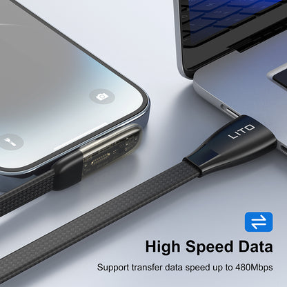 USB-C data- og ladekabel - USB-C Lito LD11CC, 60W, 1m, Svart