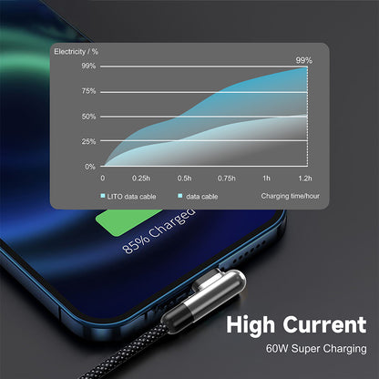 USB-C data- og ladekabel - USB-C Lito LD13CC, 60W, 1m, Svart